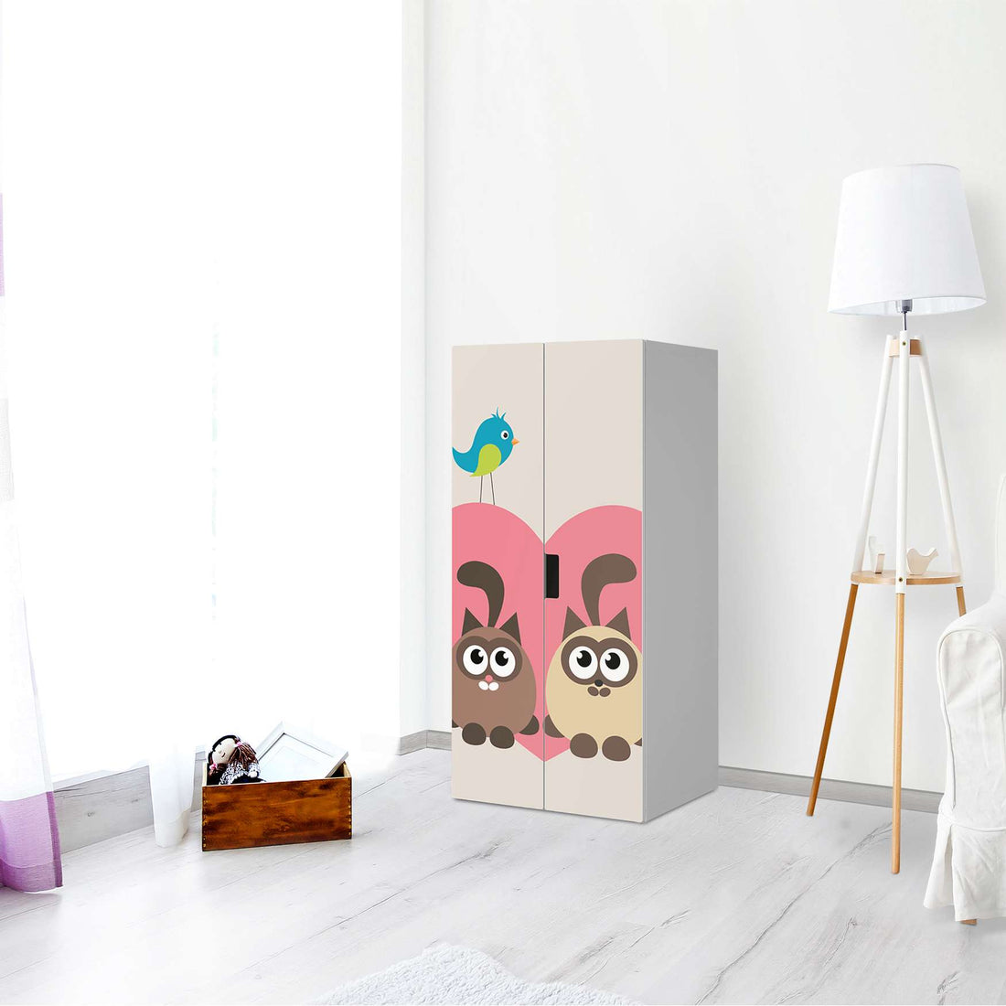 Möbelfolie Cats Heart - IKEA Stuva Schrank - 2 große Türen - Kinderzimmer
