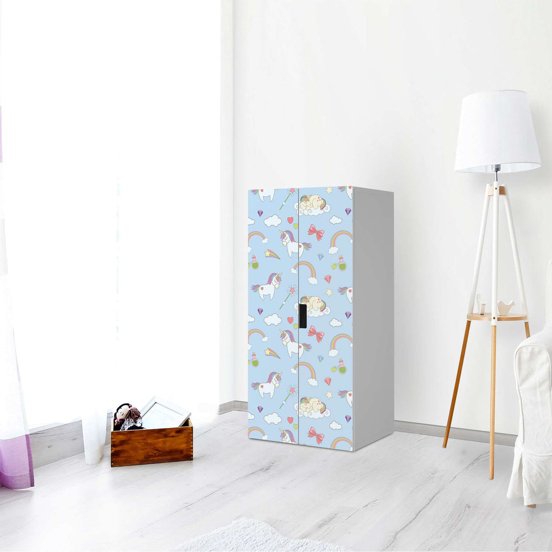 Möbelfolie Rainbow Unicorn - IKEA Stuva Schrank - 2 große Türen - Kinderzimmer