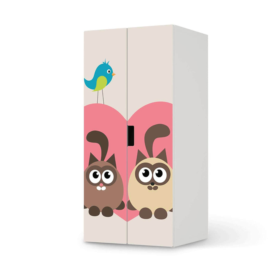 Möbelfolie Cats Heart - IKEA Stuva Schrank - 2 große Türen  - weiss