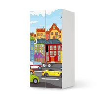 Möbelfolie City Life - IKEA Stuva Schrank - 2 große Türen  - weiss