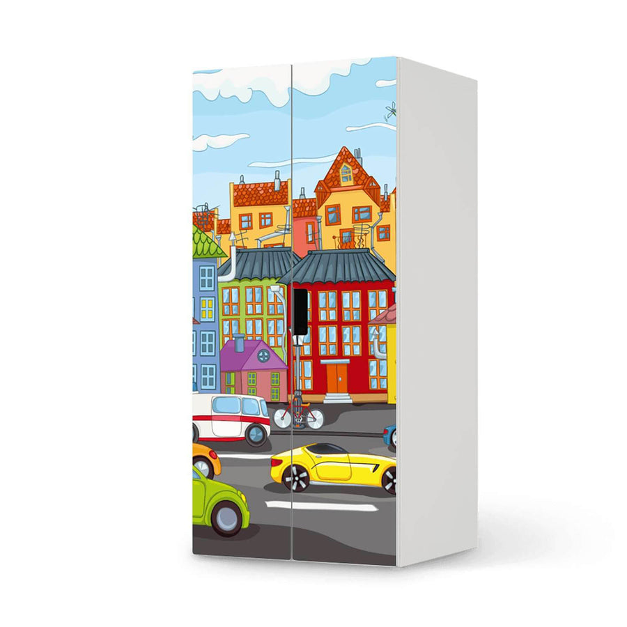 Möbelfolie City Life - IKEA Stuva Schrank - 2 große Türen  - weiss