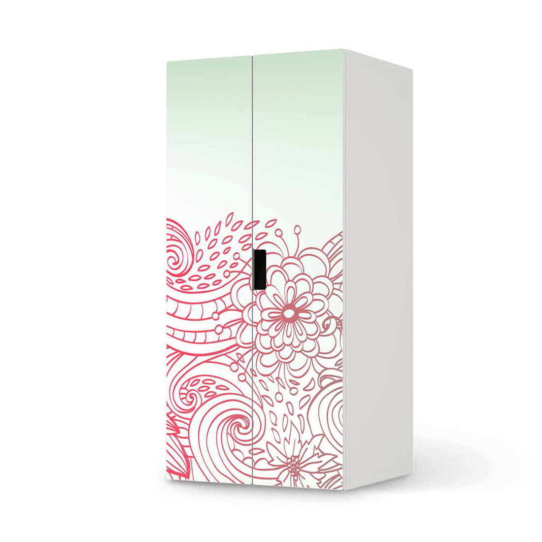 Möbelfolie Floral Doodle - IKEA Stuva Schrank - 2 große Türen  - weiss