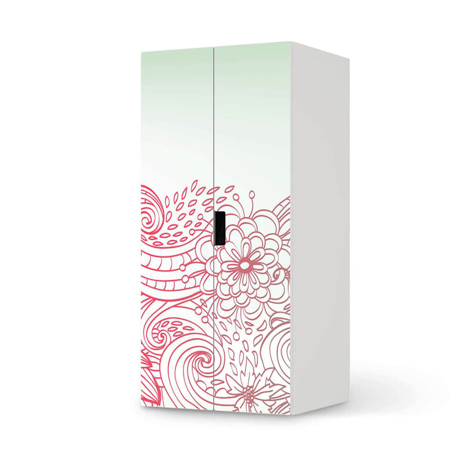 Möbelfolie Floral Doodle - IKEA Stuva Schrank - 2 große Türen  - weiss