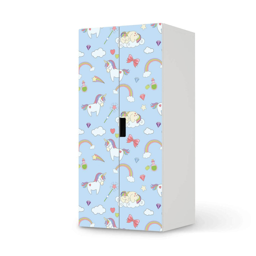 Möbelfolie Rainbow Unicorn - IKEA Stuva Schrank - 2 große Türen  - weiss