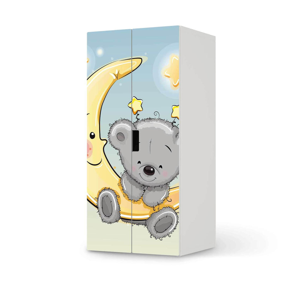 Möbelfolie Teddy und Mond - IKEA Stuva Schrank - 2 große Türen  - weiss