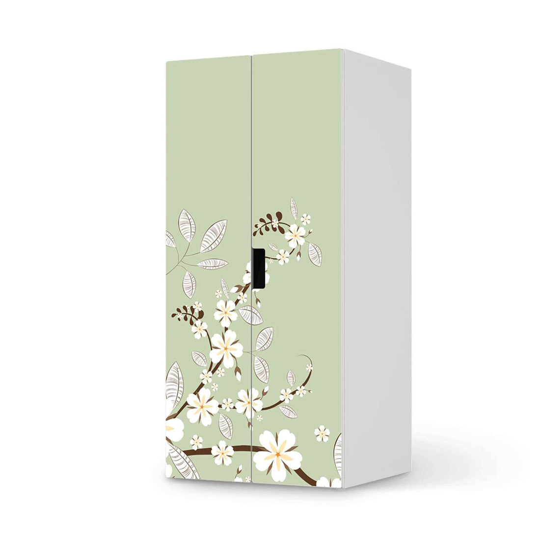 Möbelfolie White Blossoms - IKEA Stuva Schrank - 2 große Türen  - weiss