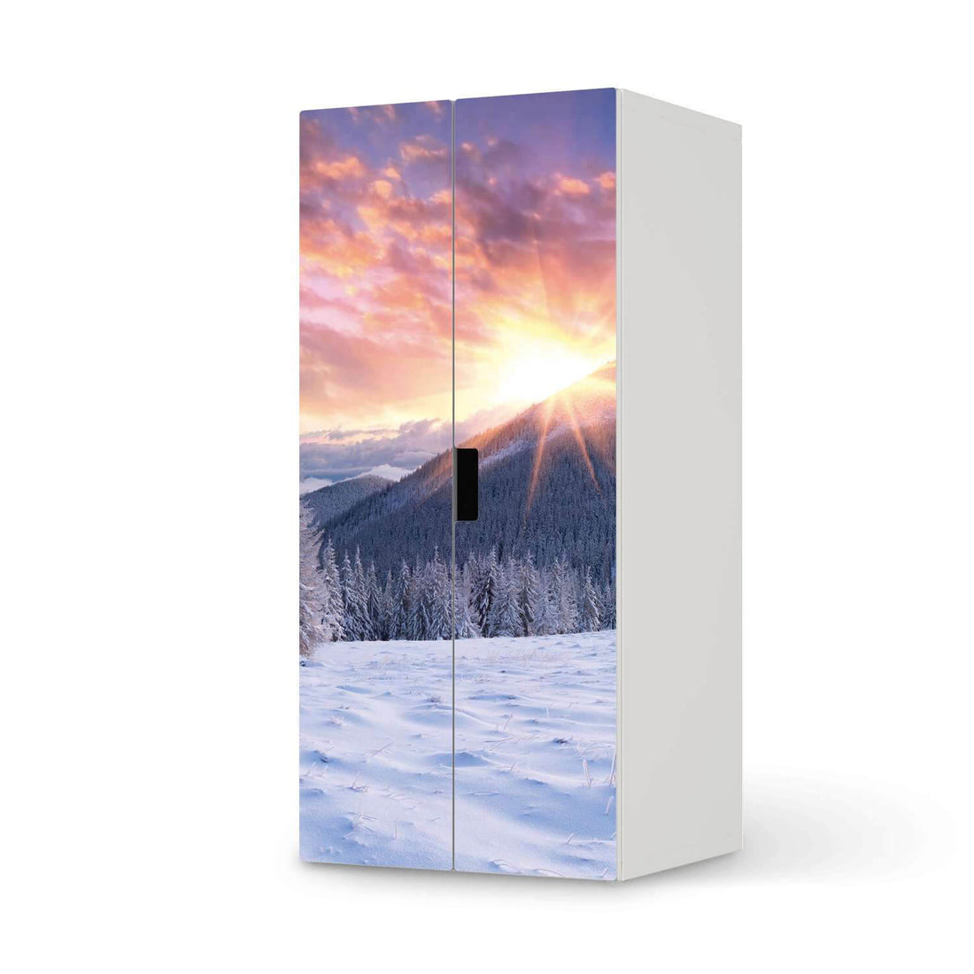 Möbelfolie Zauberhafte Winterlandschaft - IKEA Stuva Schrank - 2 große Türen  - weiss