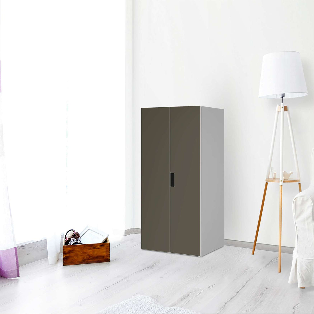 Möbelfolie Braungrau Dark - IKEA Stuva Schrank - 2 große Türen - Wohnzimmer