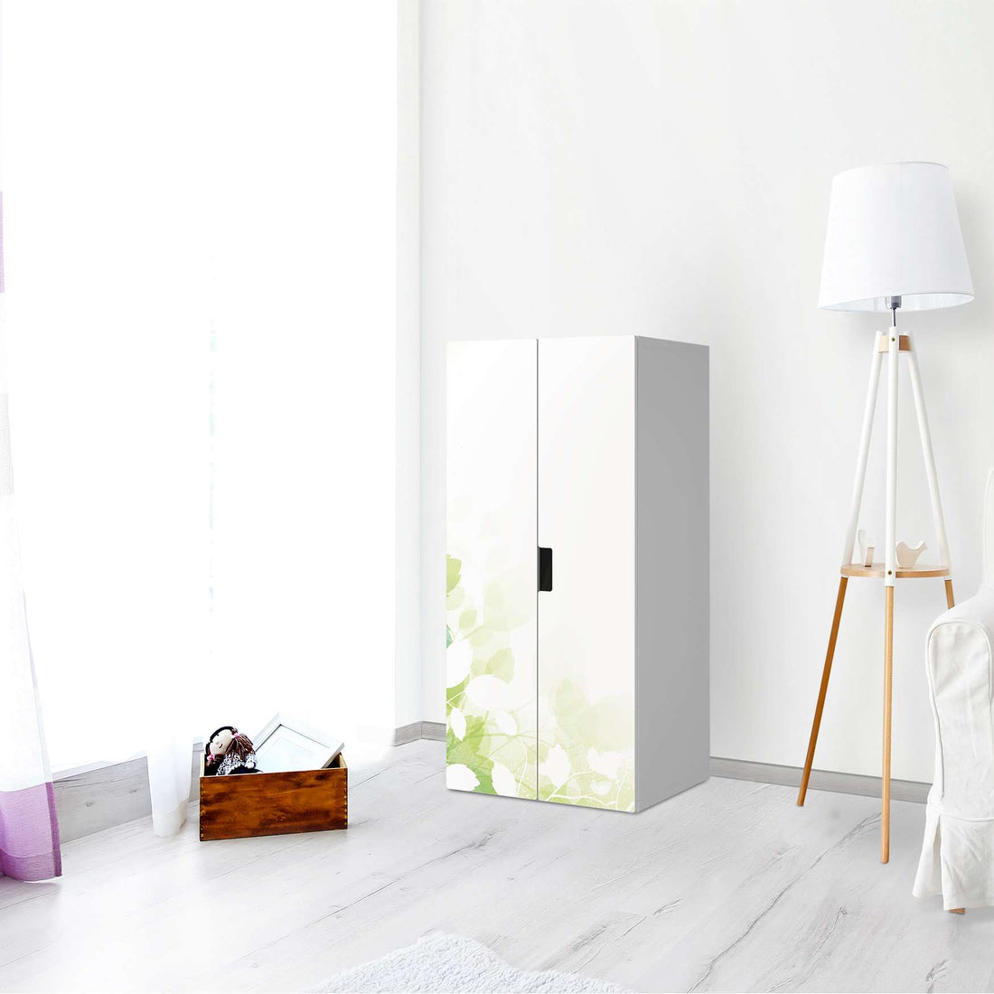 Möbelfolie Flower Light - IKEA Stuva Schrank - 2 große Türen - Wohnzimmer
