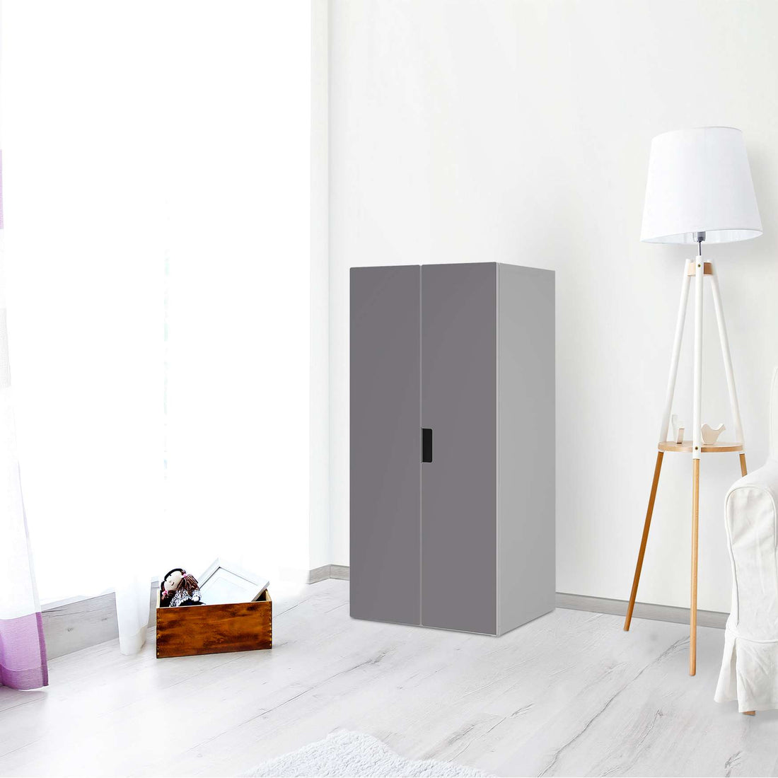 Möbelfolie Grau Light - IKEA Stuva Schrank - 2 große Türen - Wohnzimmer