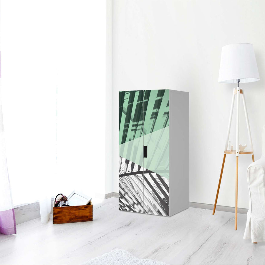 Möbelfolie Palmen mint - IKEA Stuva Schrank - 2 große Türen - Wohnzimmer