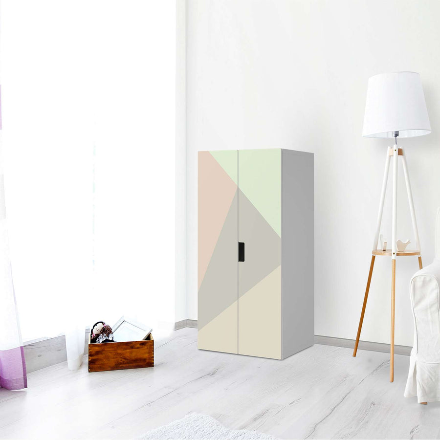 Möbelfolie Pastell Geometrik - IKEA Stuva Schrank - 2 große Türen - Wohnzimmer