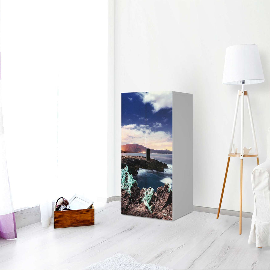 Möbelfolie Seaside - IKEA Stuva Schrank - 2 große Türen - Wohnzimmer