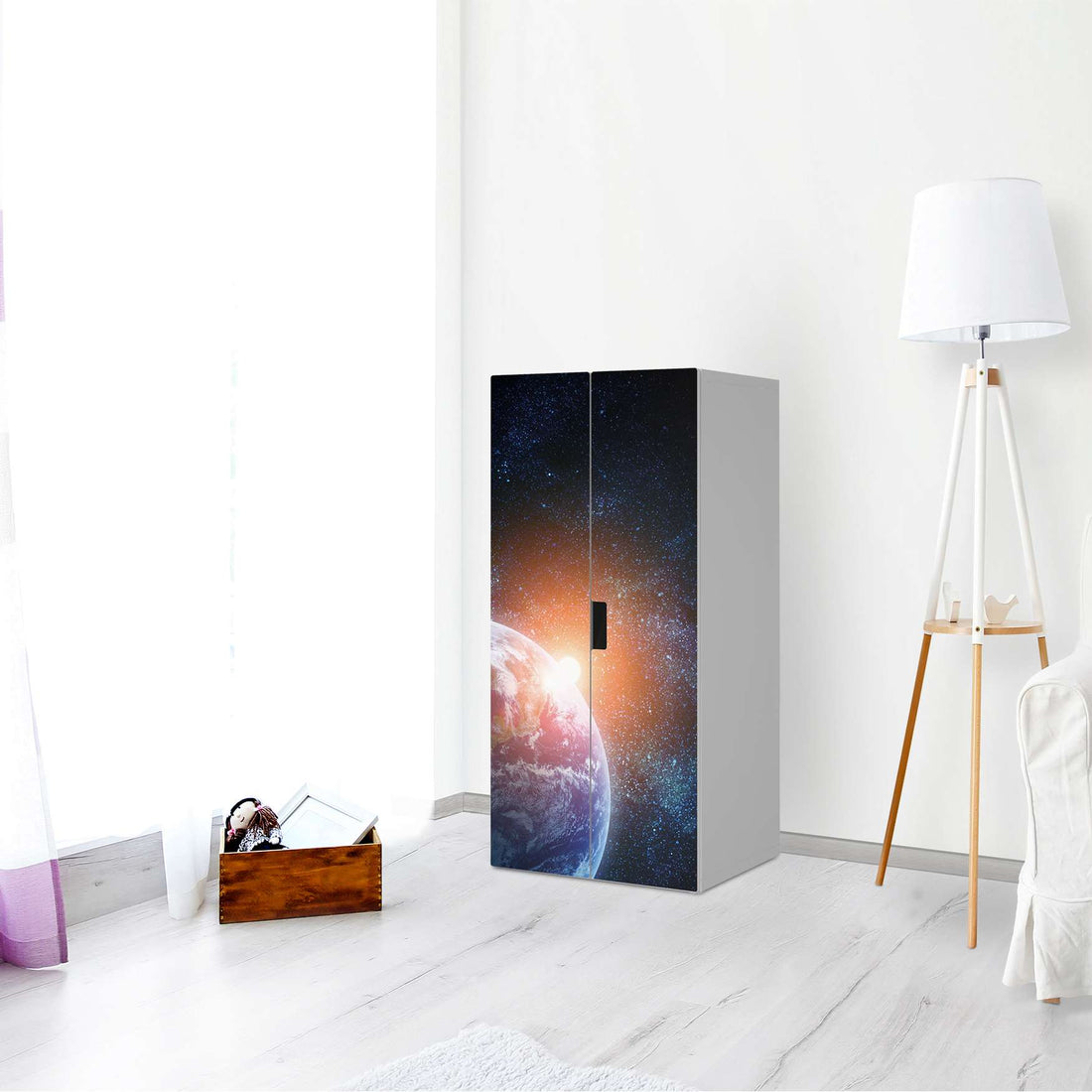 Möbelfolie Sunrise - IKEA Stuva Schrank - 2 große Türen - Wohnzimmer