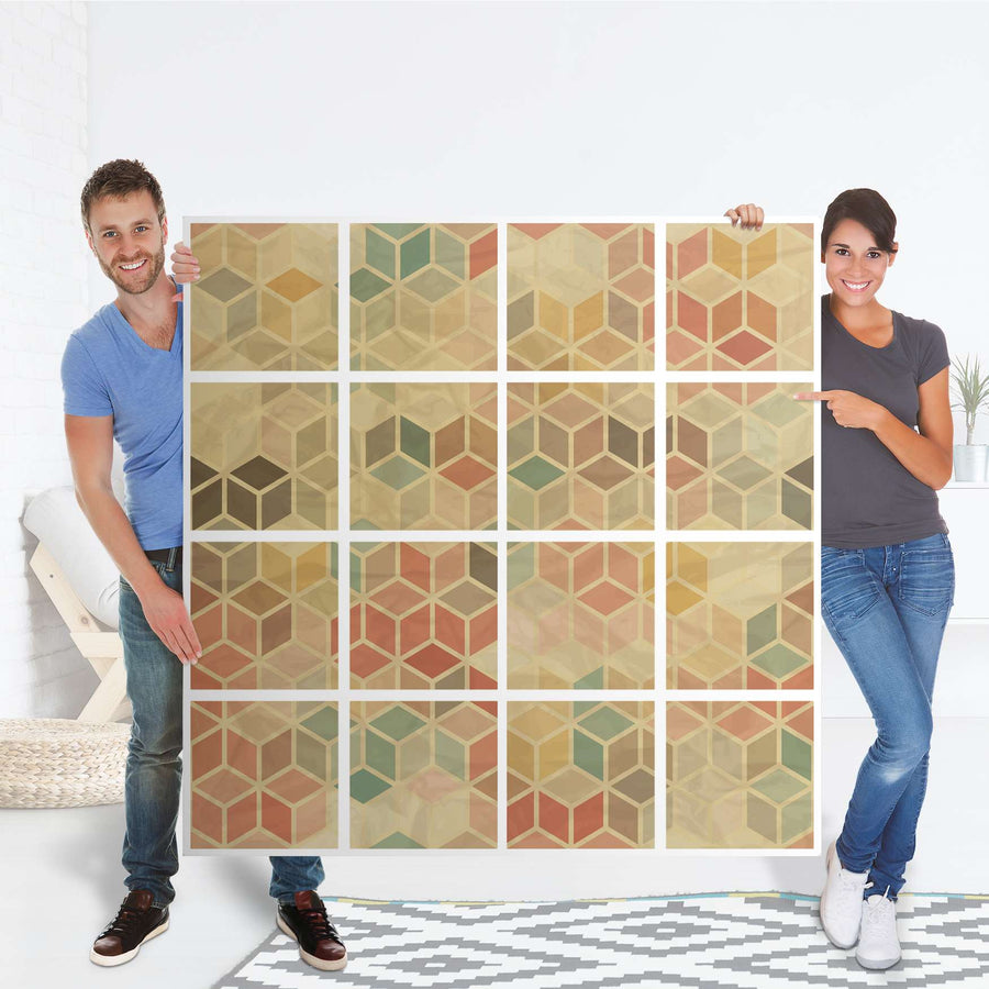 Selbstklebende Folie 3D Retro - IKEA Expedit Regal 16 Türen - Folie