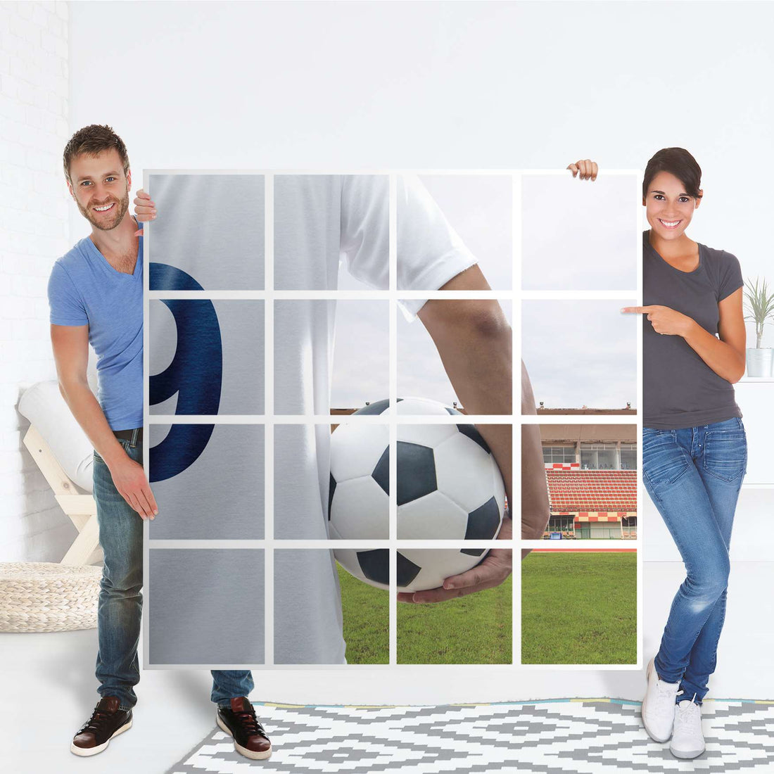 Selbstklebende Folie Footballmania - IKEA Expedit Regal 16 Türen - Folie