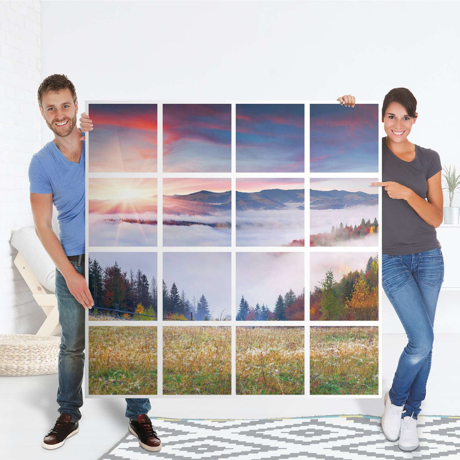 Selbstklebende Folie Herbstwald - IKEA Expedit Regal 16 Türen - Folie