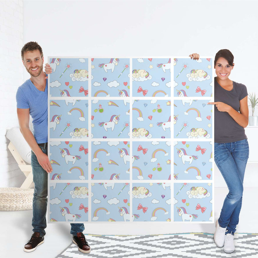 Selbstklebende Folie Rainbow Unicorn - IKEA Expedit Regal 16 Türen - Folie
