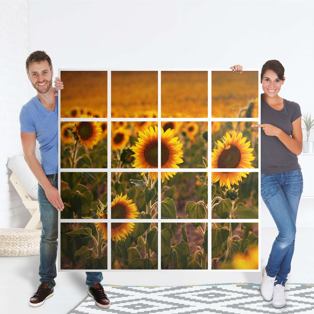 Selbstklebende Folie Sunflowers - IKEA Expedit Regal 16 Türen - Folie
