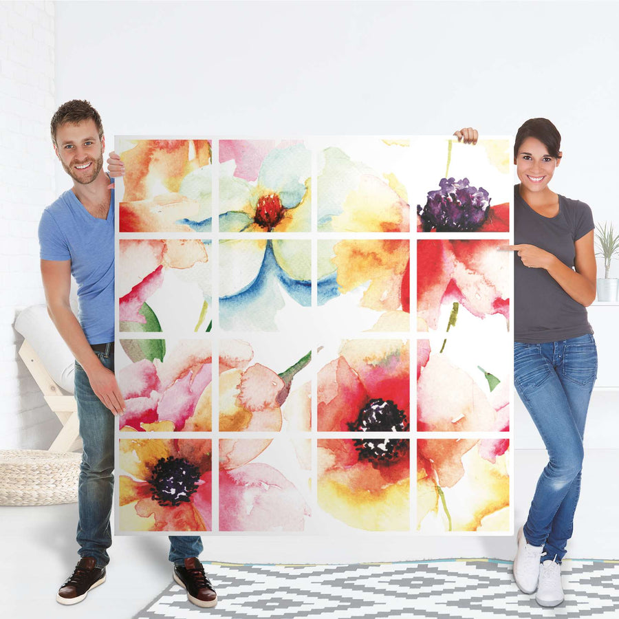 Selbstklebende Folie Water Color Flowers - IKEA Expedit Regal 16 Türen - Folie