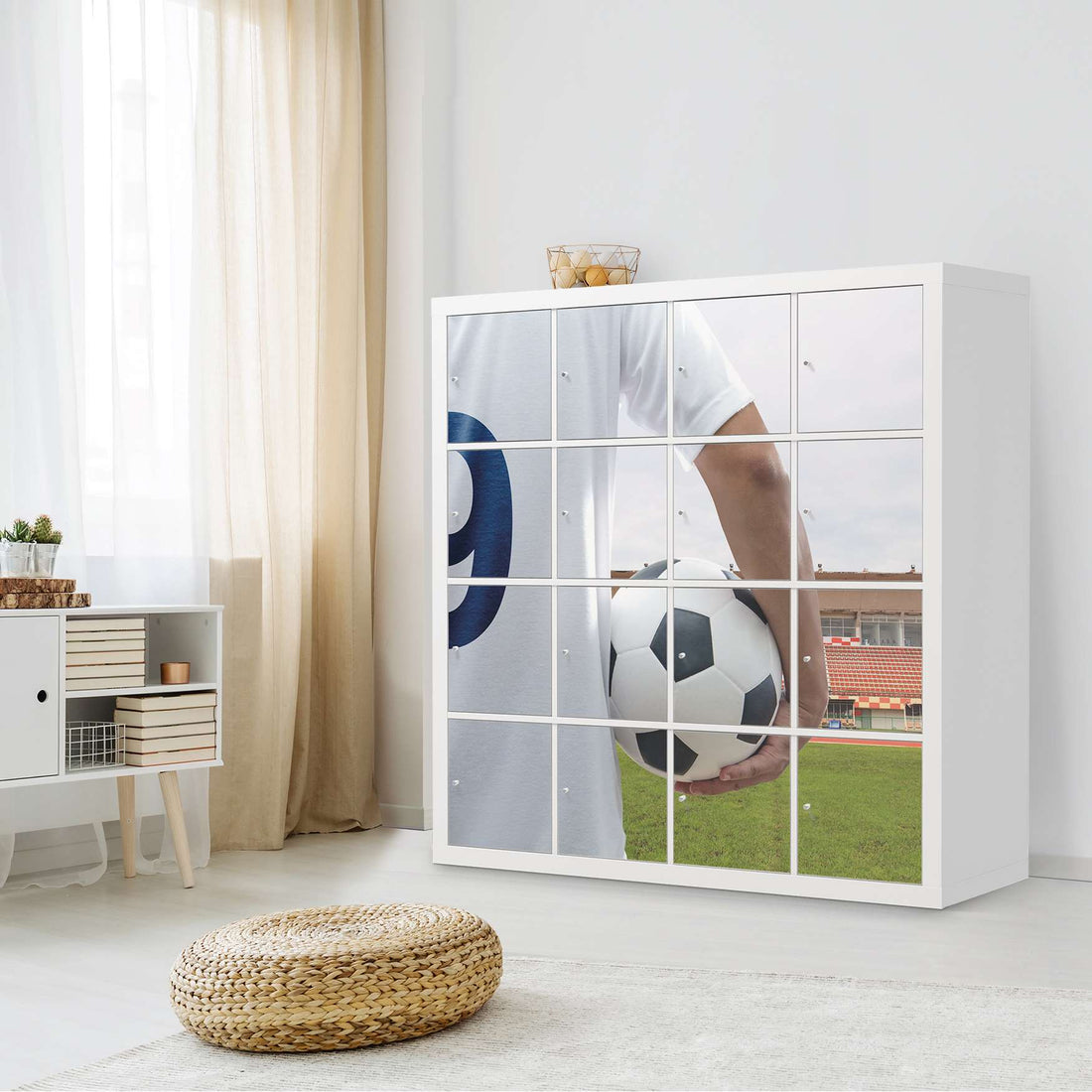 Selbstklebende Folie Footballmania - IKEA Expedit Regal 16 Türen - Kinderzimmer
