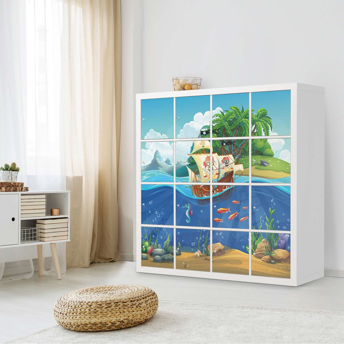 Selbstklebende Folie Pirates - IKEA Expedit Regal 16 Türen - Kinderzimmer