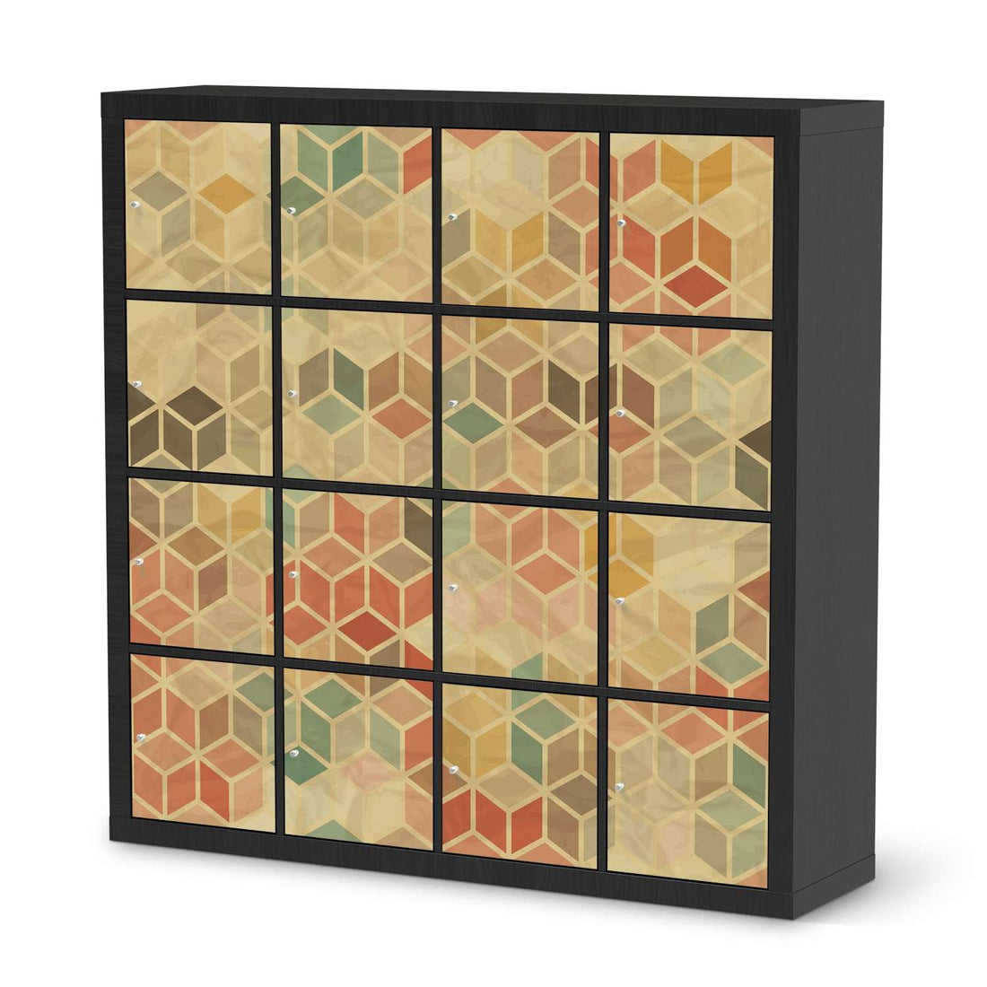 Selbstklebende Folie 3D Retro - IKEA Expedit Regal 16 Türen - schwarz