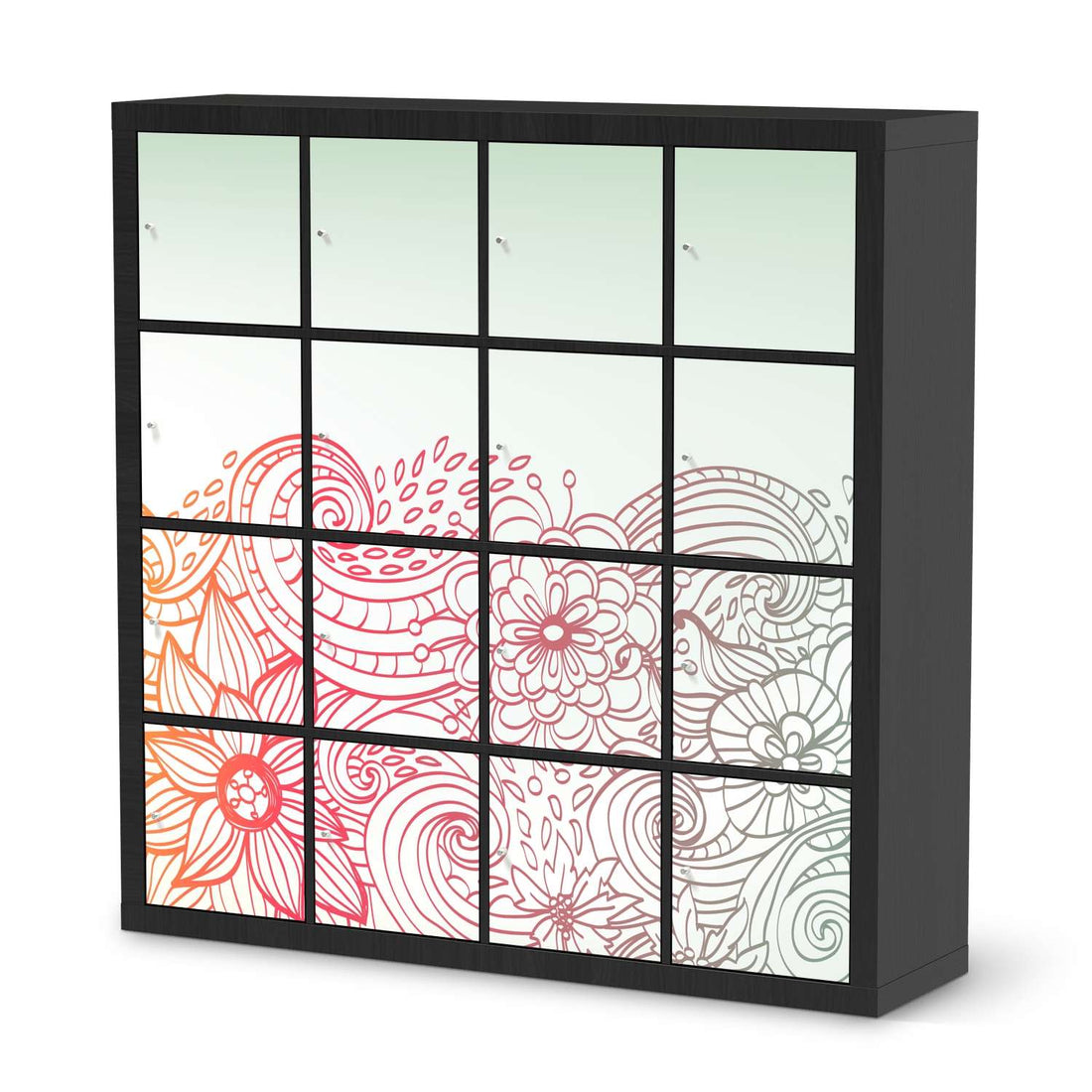 Selbstklebende Folie Floral Doodle - IKEA Expedit Regal 16 Türen - schwarz