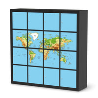 Selbstklebende Folie Geografische Weltkarte - IKEA Expedit Regal 16 Türen - schwarz