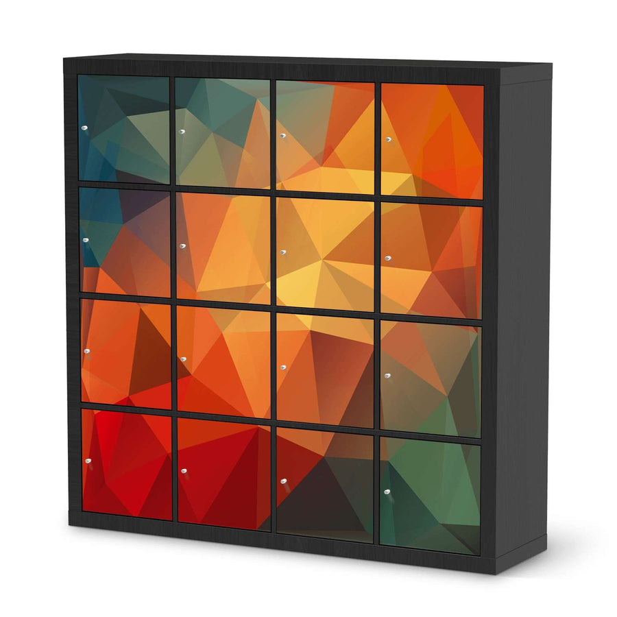 Selbstklebende Folie Polygon - IKEA Expedit Regal 16 Türen - schwarz
