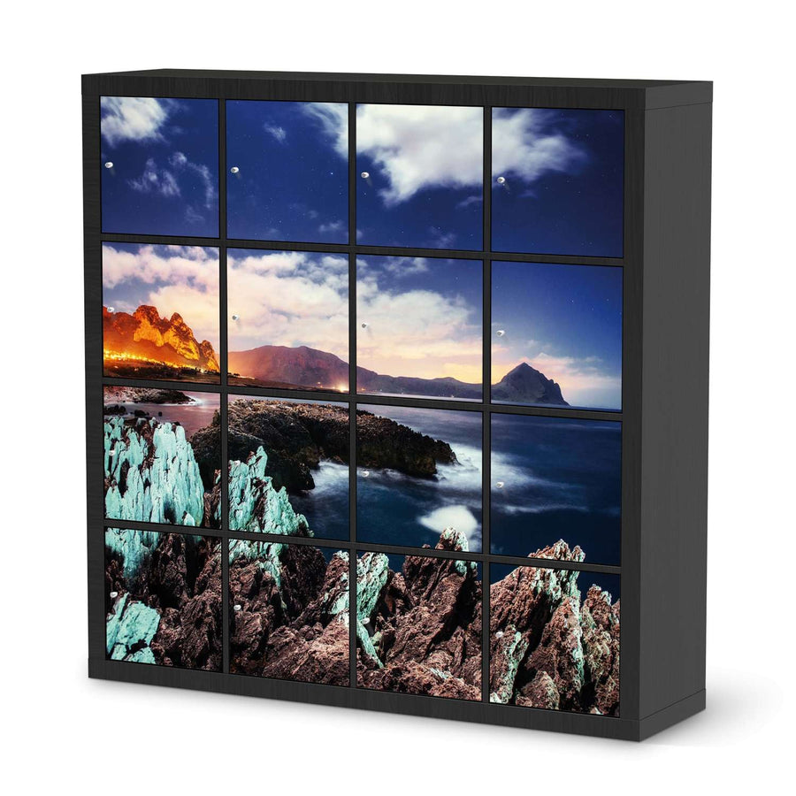 Selbstklebende Folie Seaside - IKEA Expedit Regal 16 Türen - schwarz