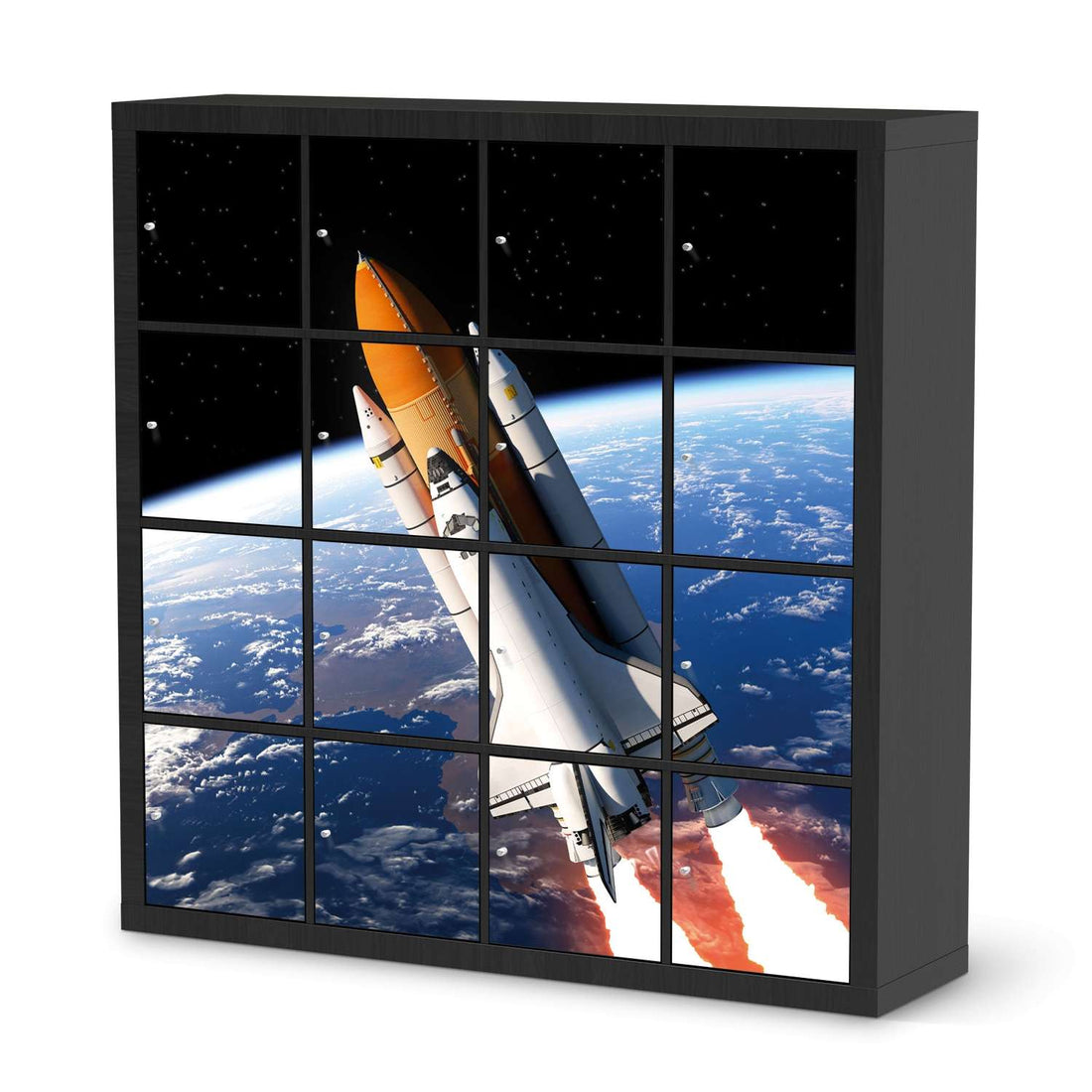 Selbstklebende Folie Space Traveller - IKEA Expedit Regal 16 Türen - schwarz