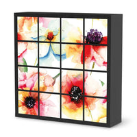 Selbstklebende Folie Water Color Flowers - IKEA Expedit Regal 16 Türen - schwarz