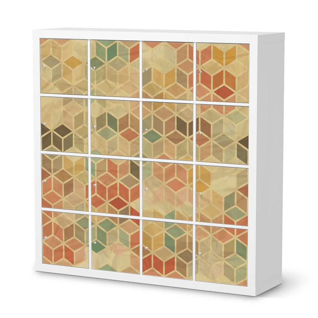 Selbstklebende Folie 3D Retro - IKEA Expedit Regal 16 Türen  - weiss