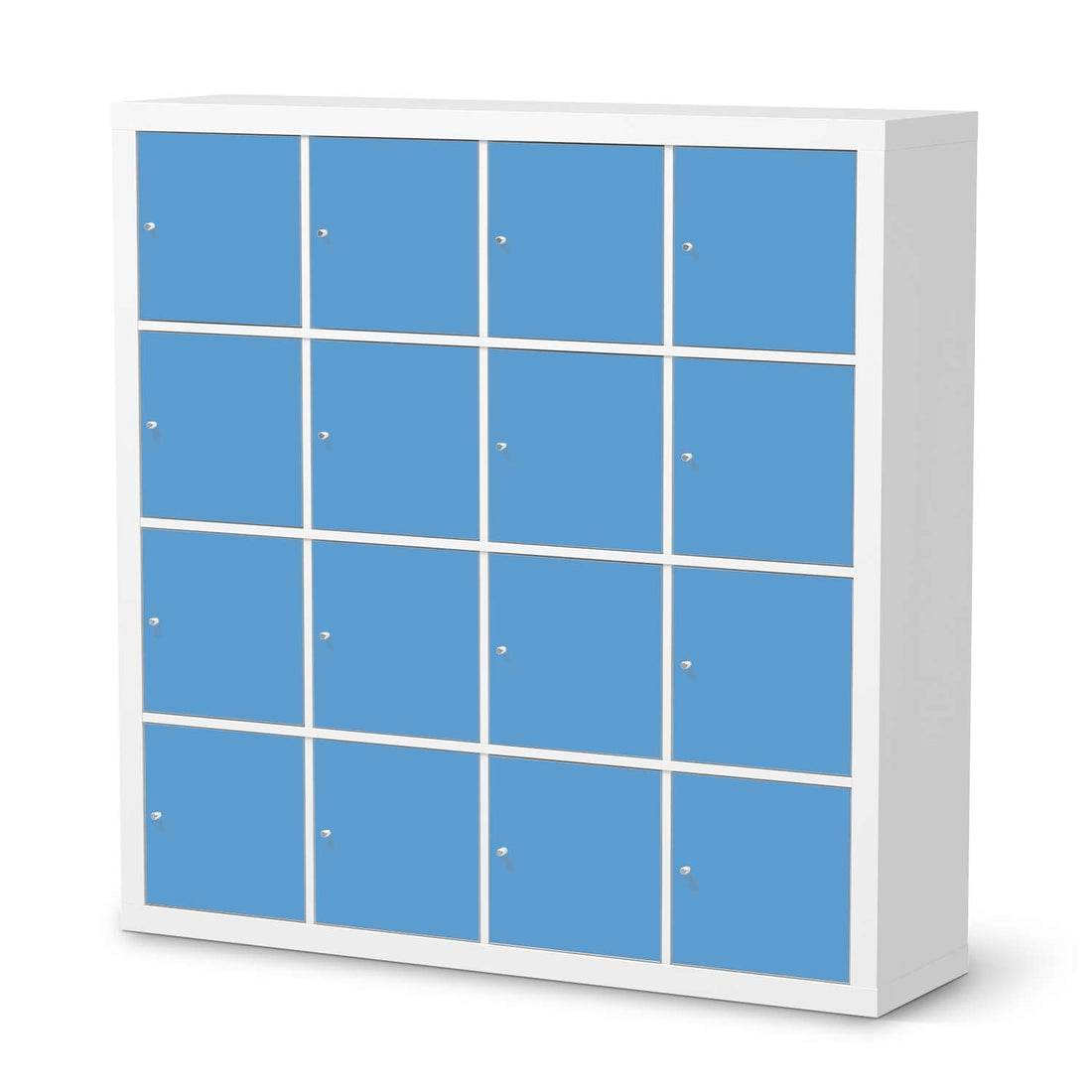 Selbstklebende Folie Blau Light - IKEA Expedit Regal 16 Türen  - weiss