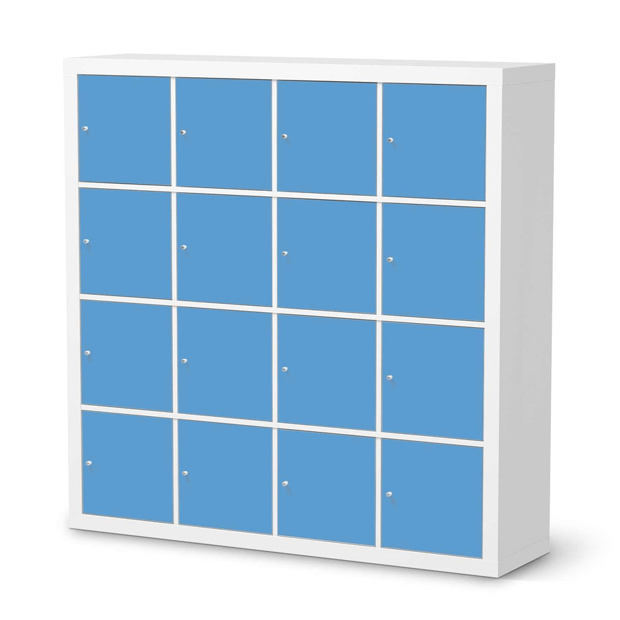Selbstklebende Folie Blau Light - IKEA Expedit Regal 16 Türen  - weiss