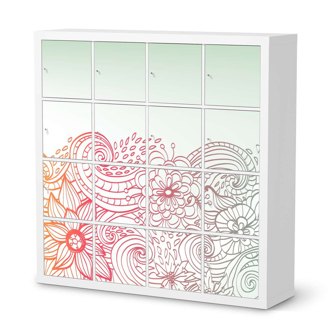 Selbstklebende Folie Floral Doodle - IKEA Expedit Regal 16 Türen  - weiss