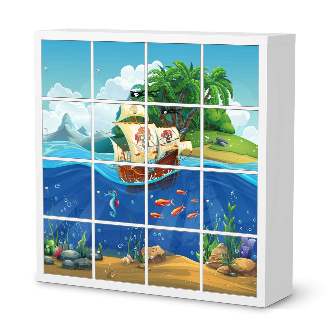 Selbstklebende Folie Pirates - IKEA Expedit Regal 16 Türen  - weiss
