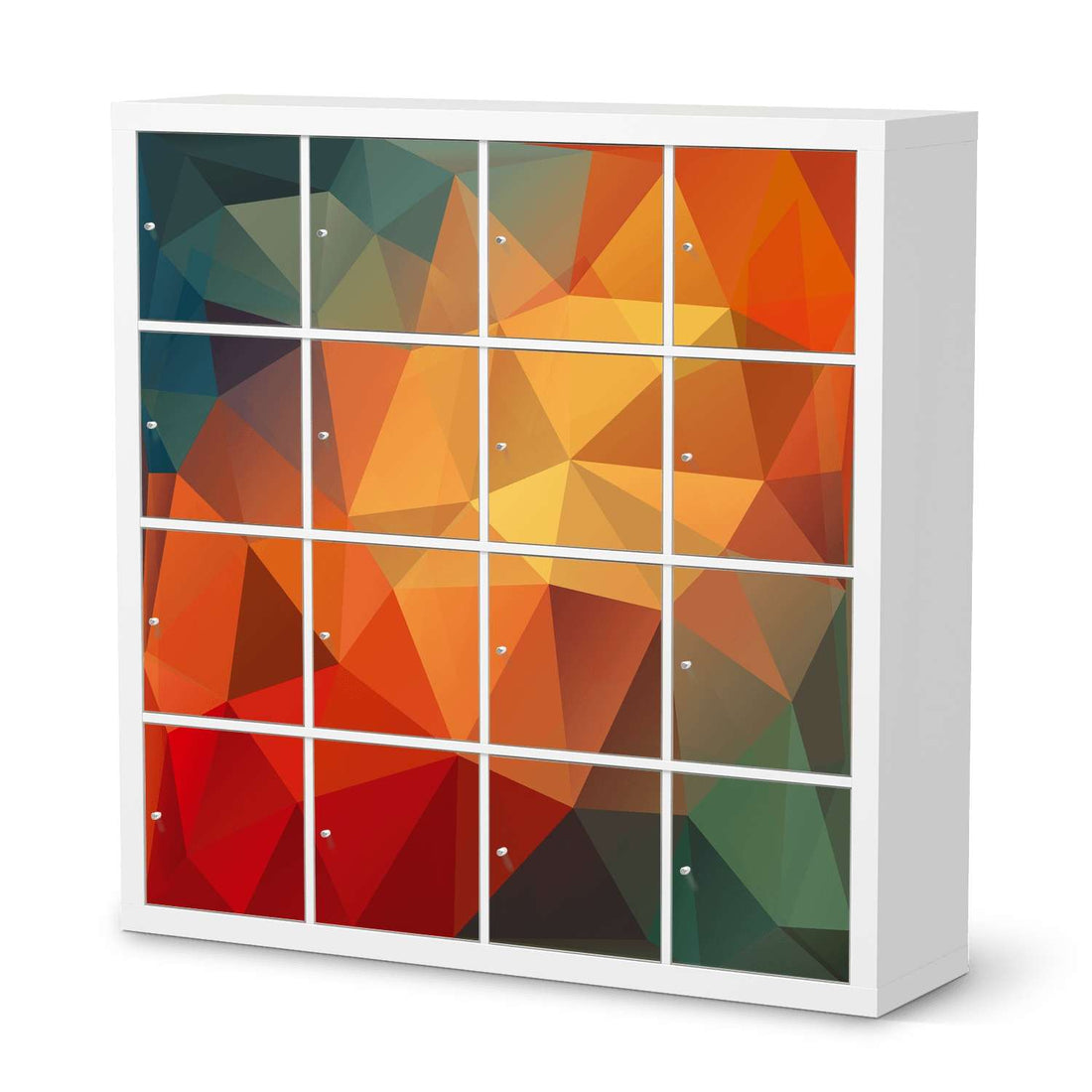 Selbstklebende Folie Polygon - IKEA Expedit Regal 16 Türen  - weiss
