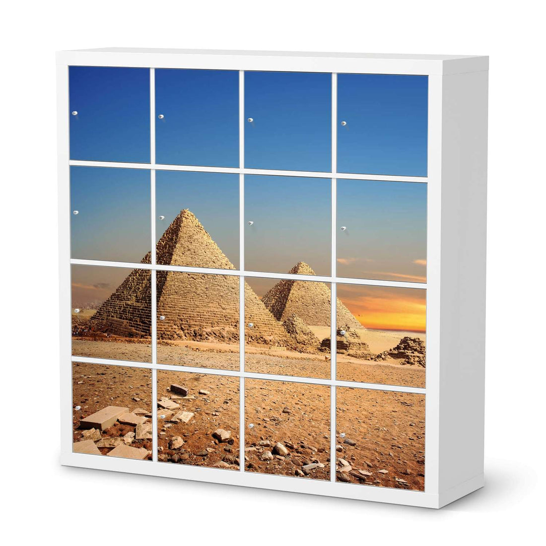 Selbstklebende Folie Pyramids - IKEA Expedit Regal 16 Türen  - weiss