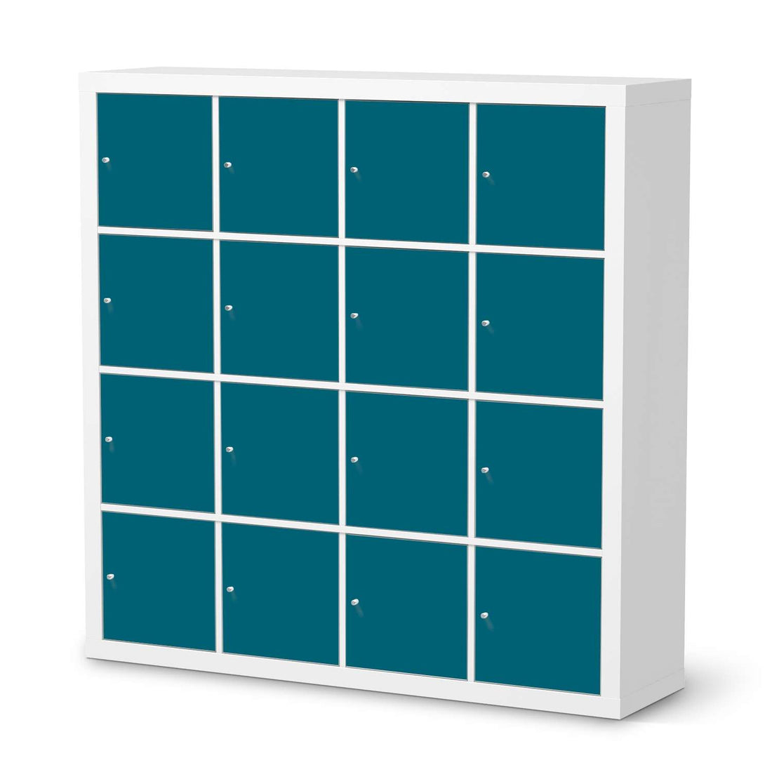 Selbstklebende Folie Türkisgrün Dark - IKEA Expedit Regal 16 Türen  - weiss