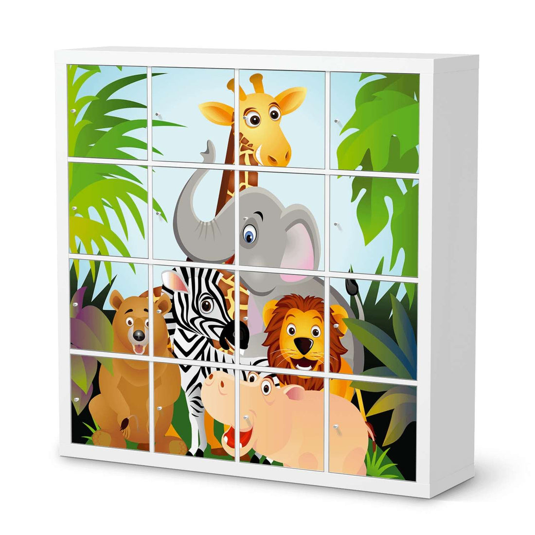 Selbstklebende Folie Wild Animals - IKEA Expedit Regal 16 Türen  - weiss