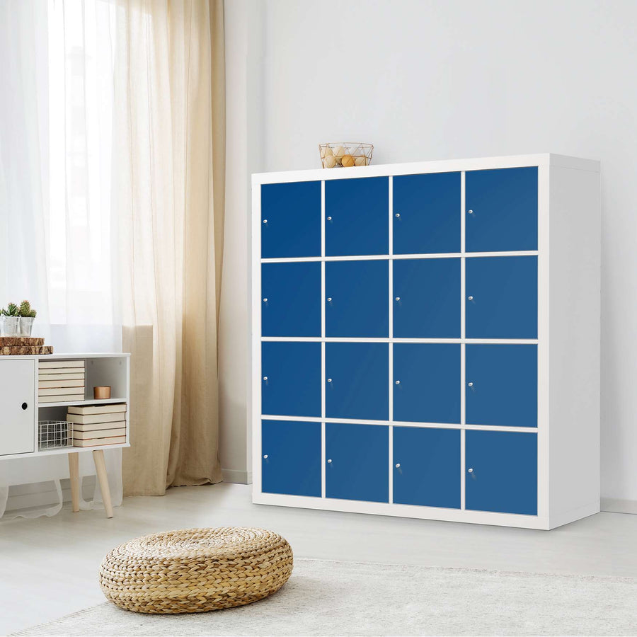 Selbstklebende Folie Blau Dark - IKEA Expedit Regal 16 Türen - Wohnzimmer