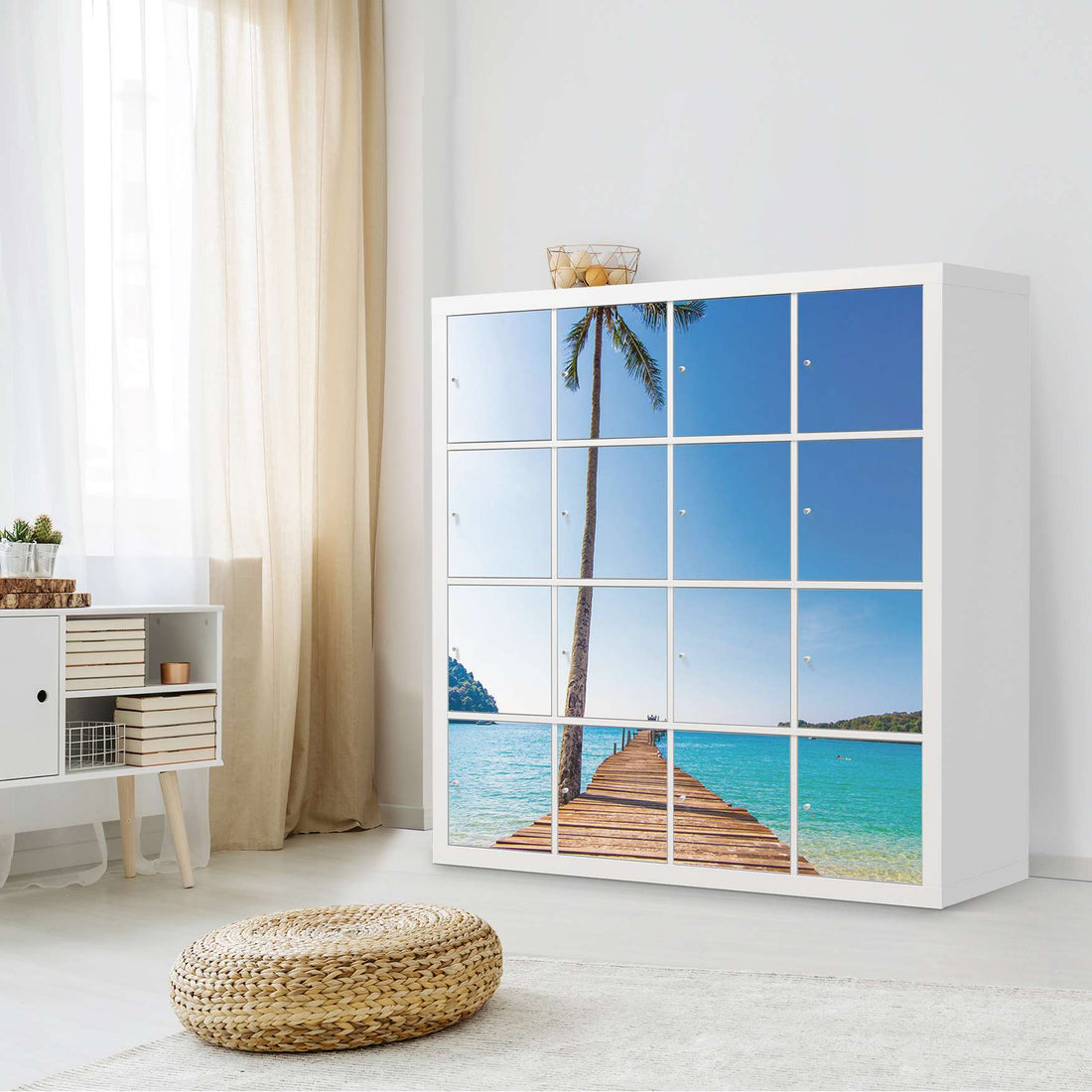 Selbstklebende Folie Caribbean - IKEA Expedit Regal 16 Türen - Wohnzimmer