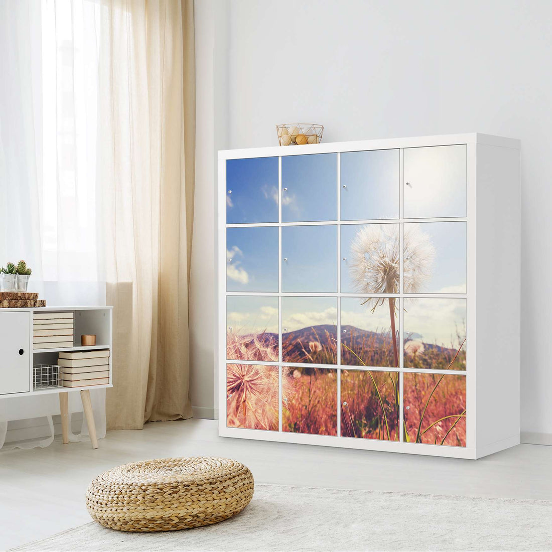 Selbstklebende Folie Dandelion - IKEA Expedit Regal 16 Türen - Wohnzimmer