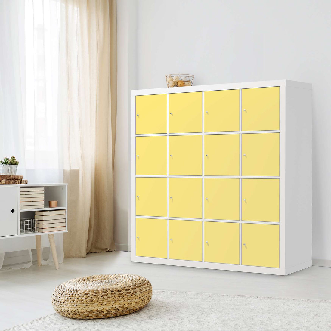 Selbstklebende Folie Gelb Light - IKEA Expedit Regal 16 Türen - Wohnzimmer