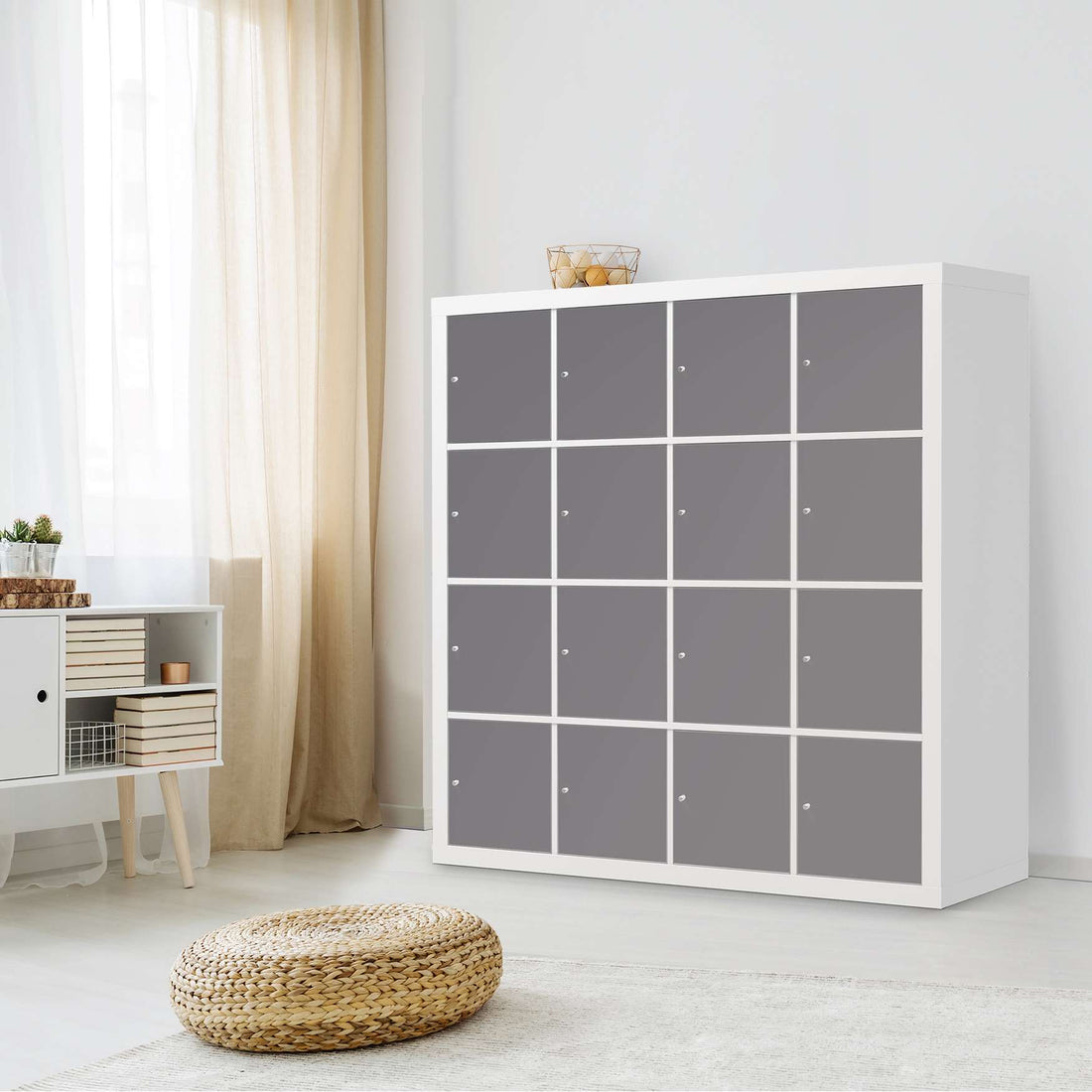 Selbstklebende Folie Grau Light - IKEA Expedit Regal 16 Türen - Wohnzimmer
