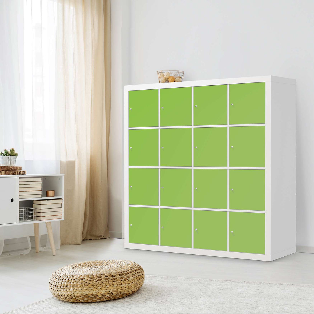 Selbstklebende Folie Hellgrün Dark - IKEA Expedit Regal 16 Türen - Wohnzimmer