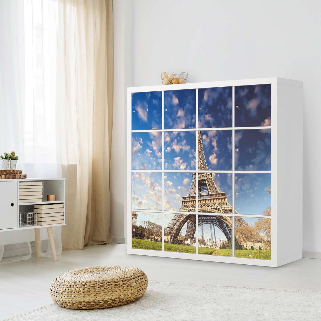Selbstklebende Folie La Tour Eiffel - IKEA Expedit Regal 16 Türen - Wohnzimmer
