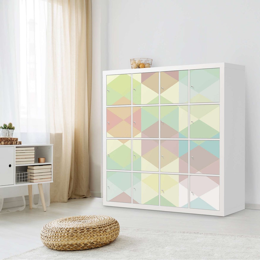 Selbstklebende Folie Melitta Pastell Geometrie - IKEA Expedit Regal 16 Türen - Wohnzimmer
